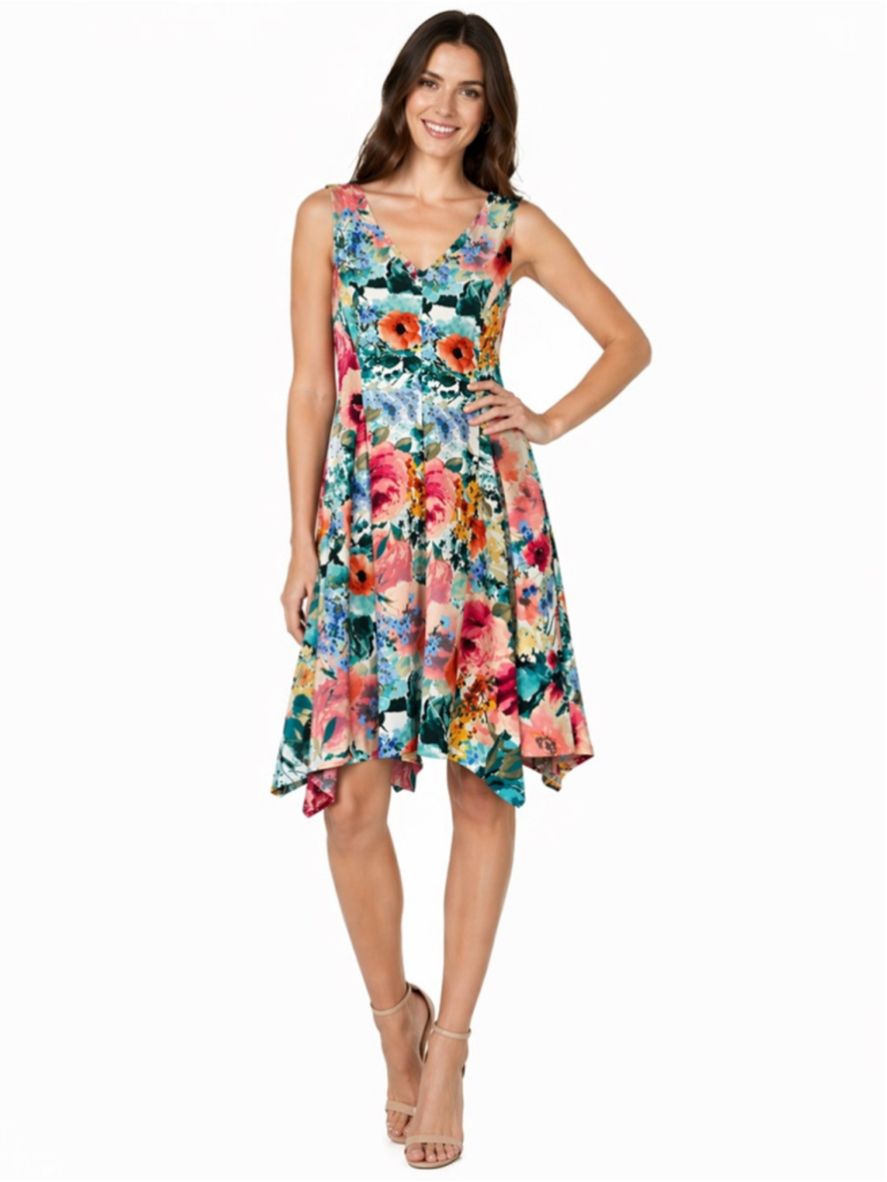 Kensie Floral Asymmetrical Dress Size 0 Multi-color